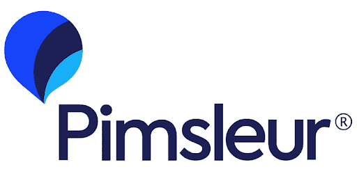 The Pimsleur logo. It has Pimsleur written in blue text with a speech bubble above it.