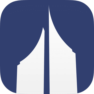 This is the Baselang logo. It's square with a blue background. There are two skyscrapers facing each other. These skyscrapers are located in Colombia.
