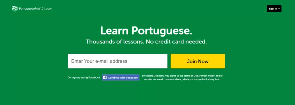 portuguesepod101 homepage