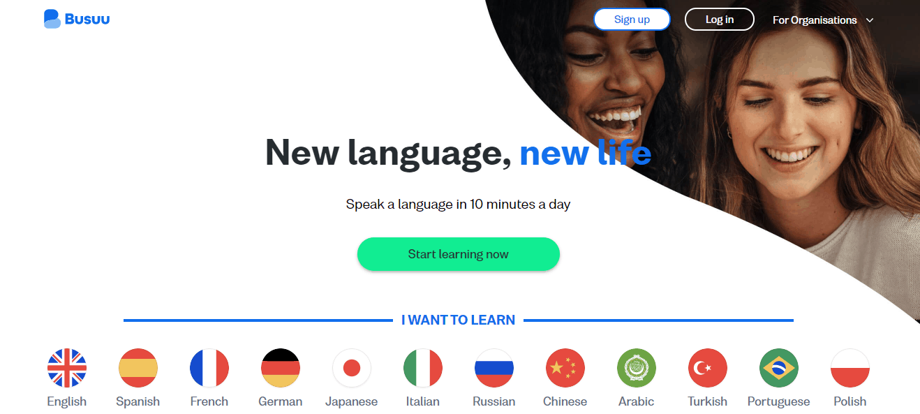 Busuu App Homepage