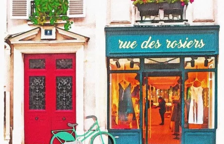 watercolor of french street