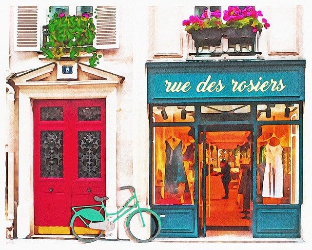 watercolor of french street