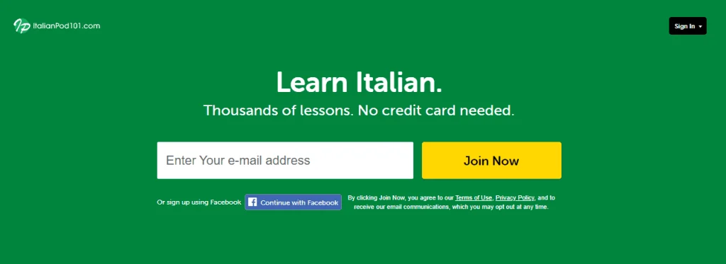 italianpod101 homepage