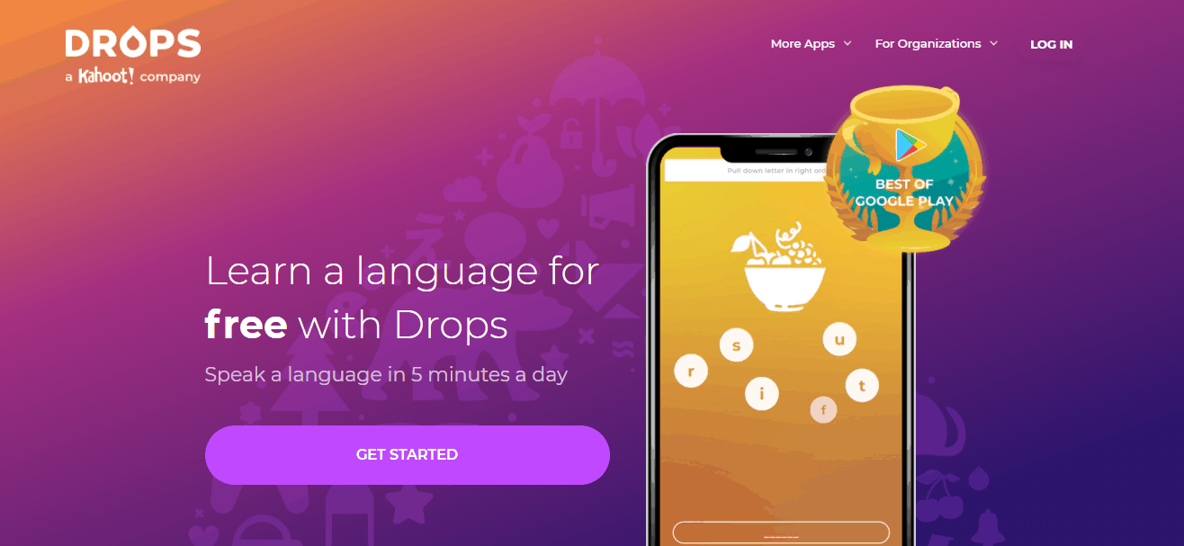 Language Drops App Homepage