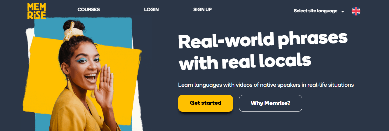Memrise language app homepage