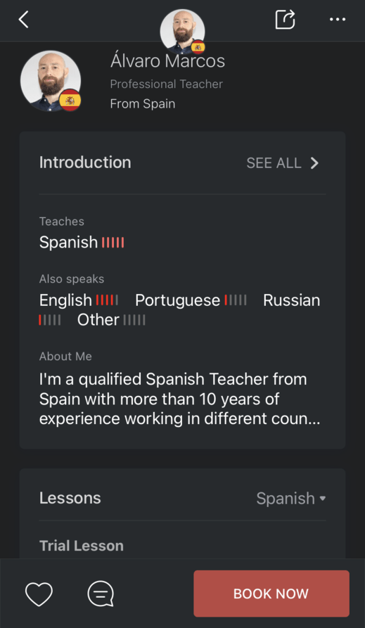 italki tutor profile