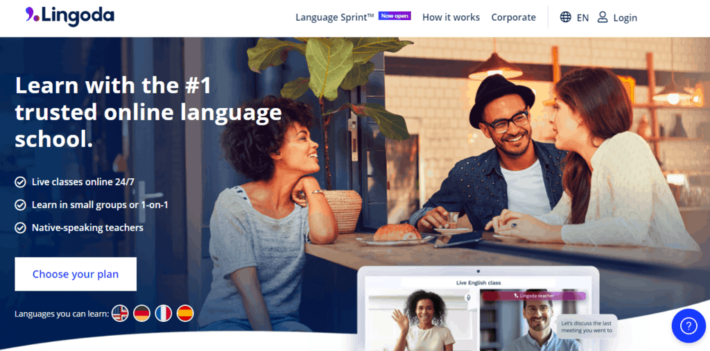 Lingoda Language School Homepage