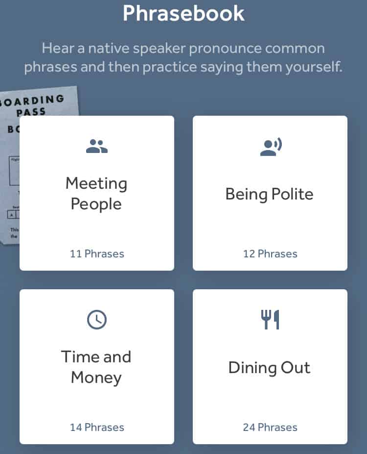 Rosetta Stone Phrasebook Screenshot