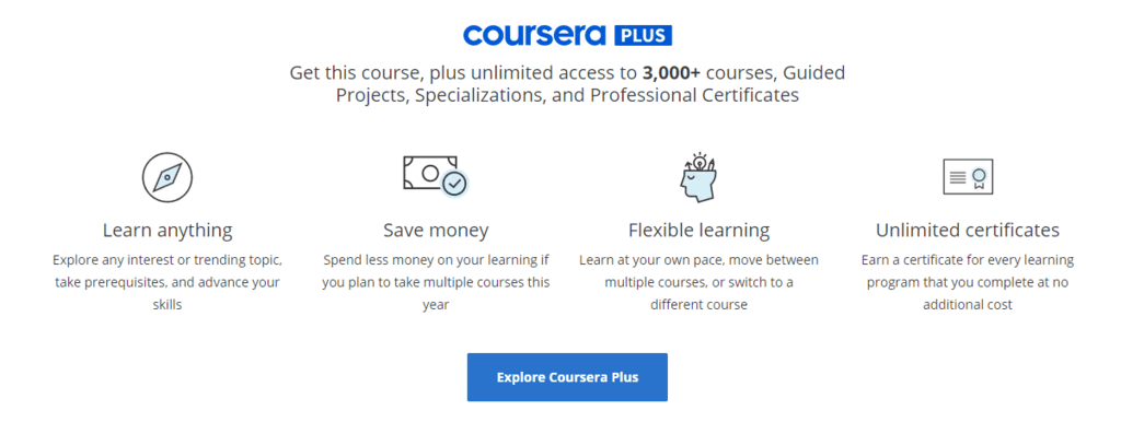 Coursera Plus features