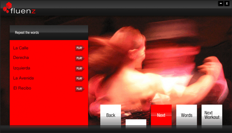 A screenshot of a Fluenz workout activity