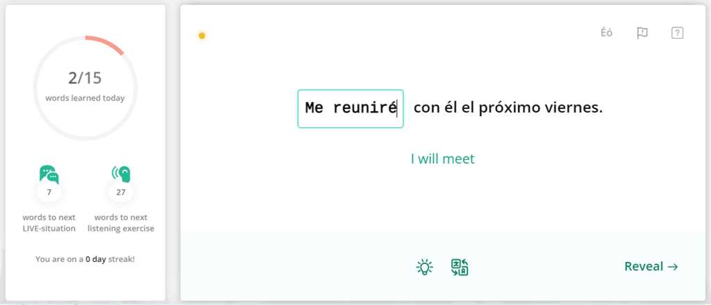 Speakly App Writing and Reading Exercises