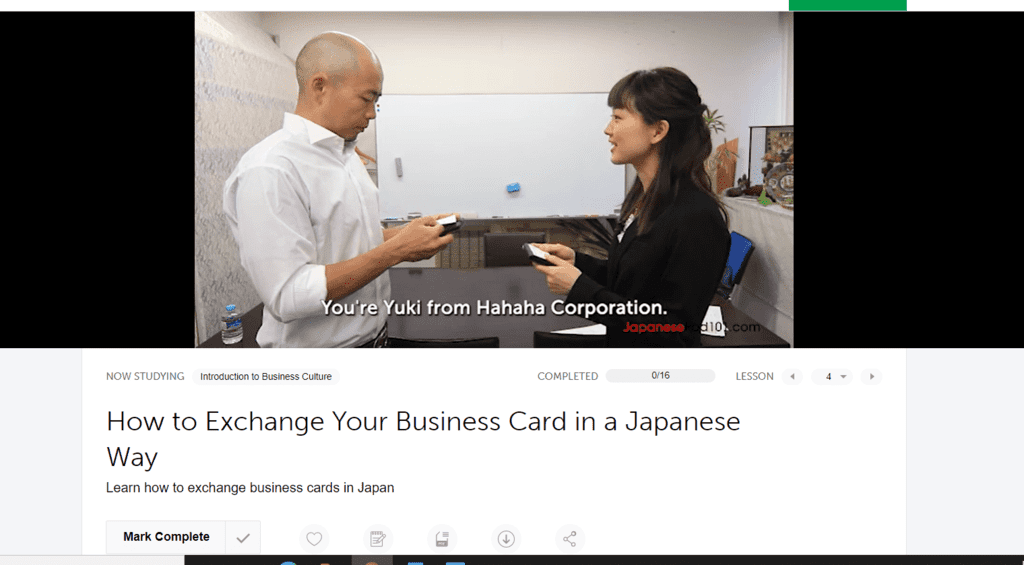japanesepod101 lesson video with transcript