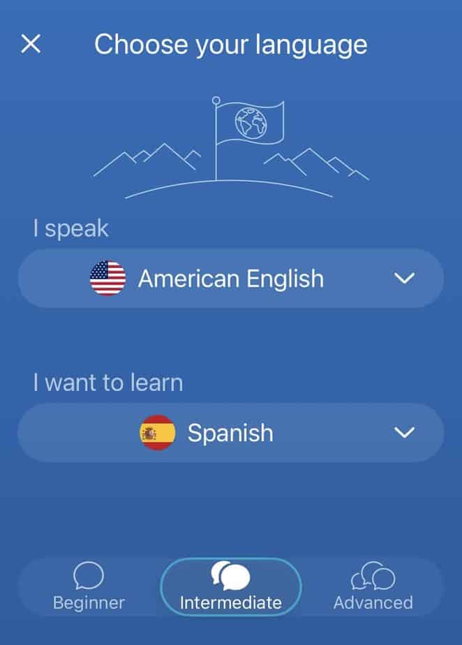 Mondly Spanish course screenshot