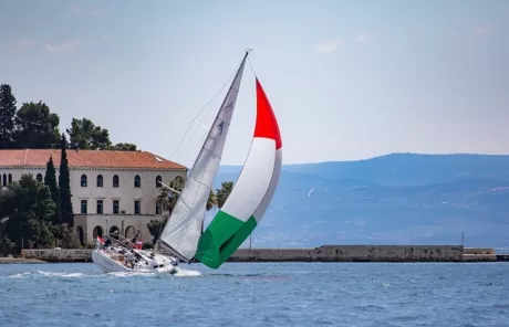 sailboat with hungarian flag sail