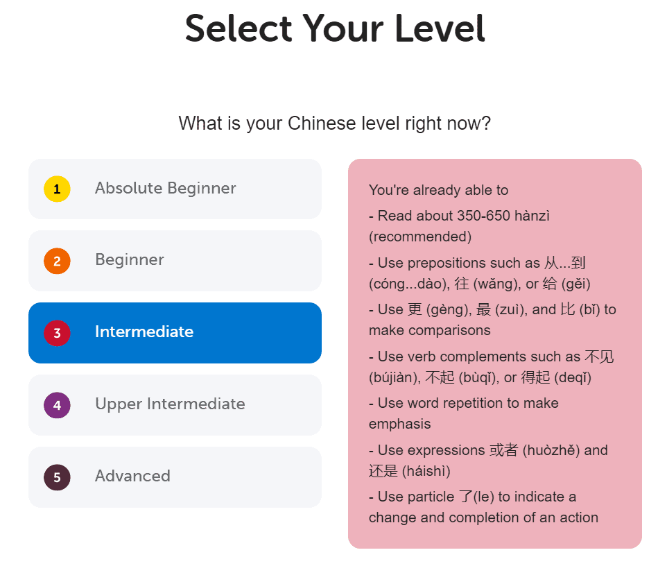 chineseclass101 level