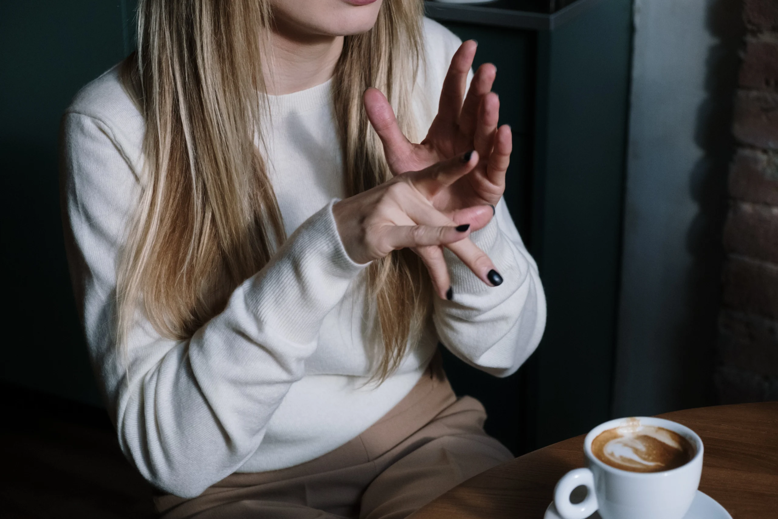 Woman using sign language