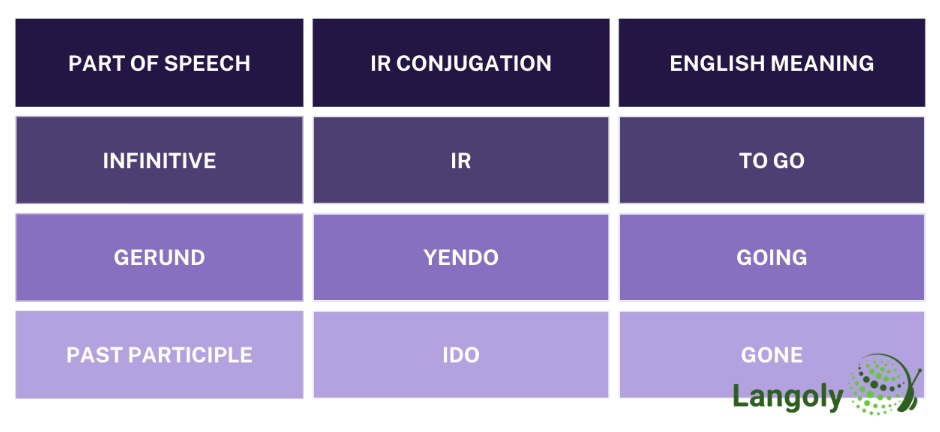 ir conjugation table