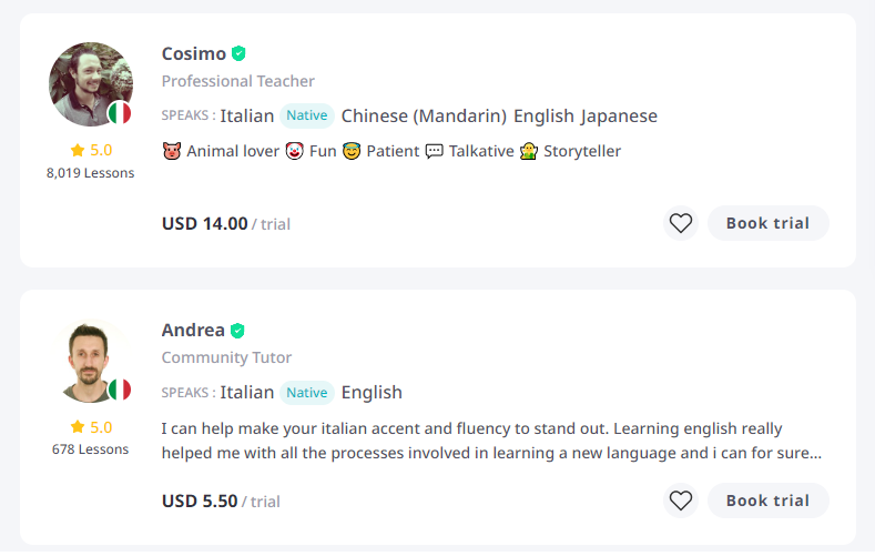 Italian tutors on italki