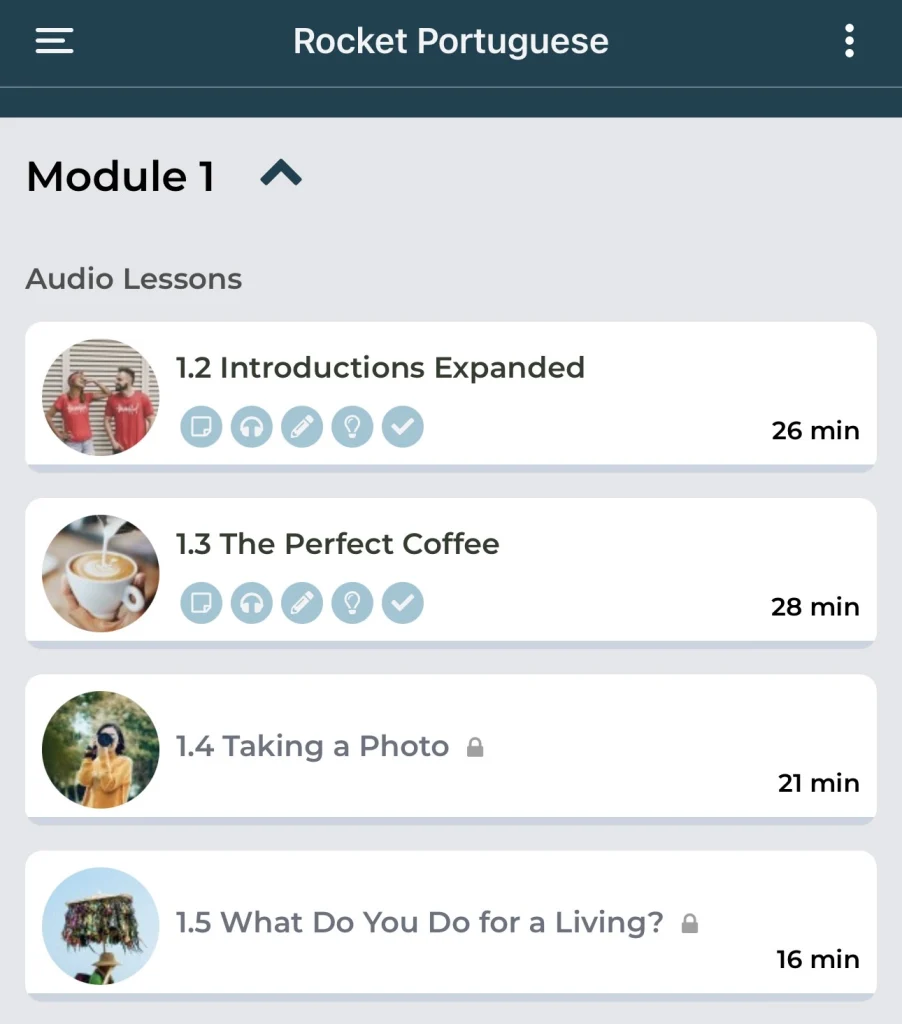 Topics from Rocket Portuguese course