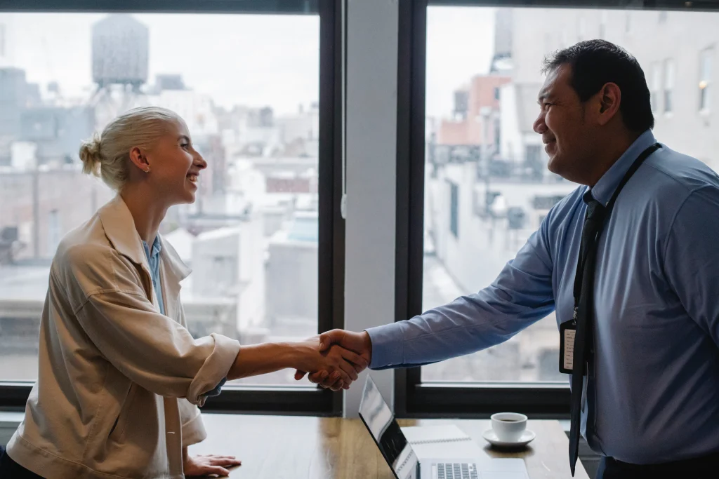 Colleagues shaking hands