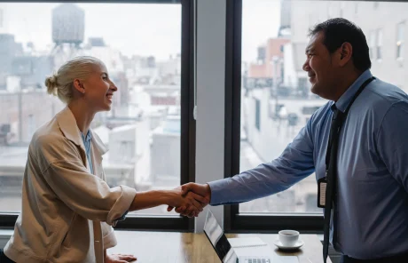 Colleagues shaking hands