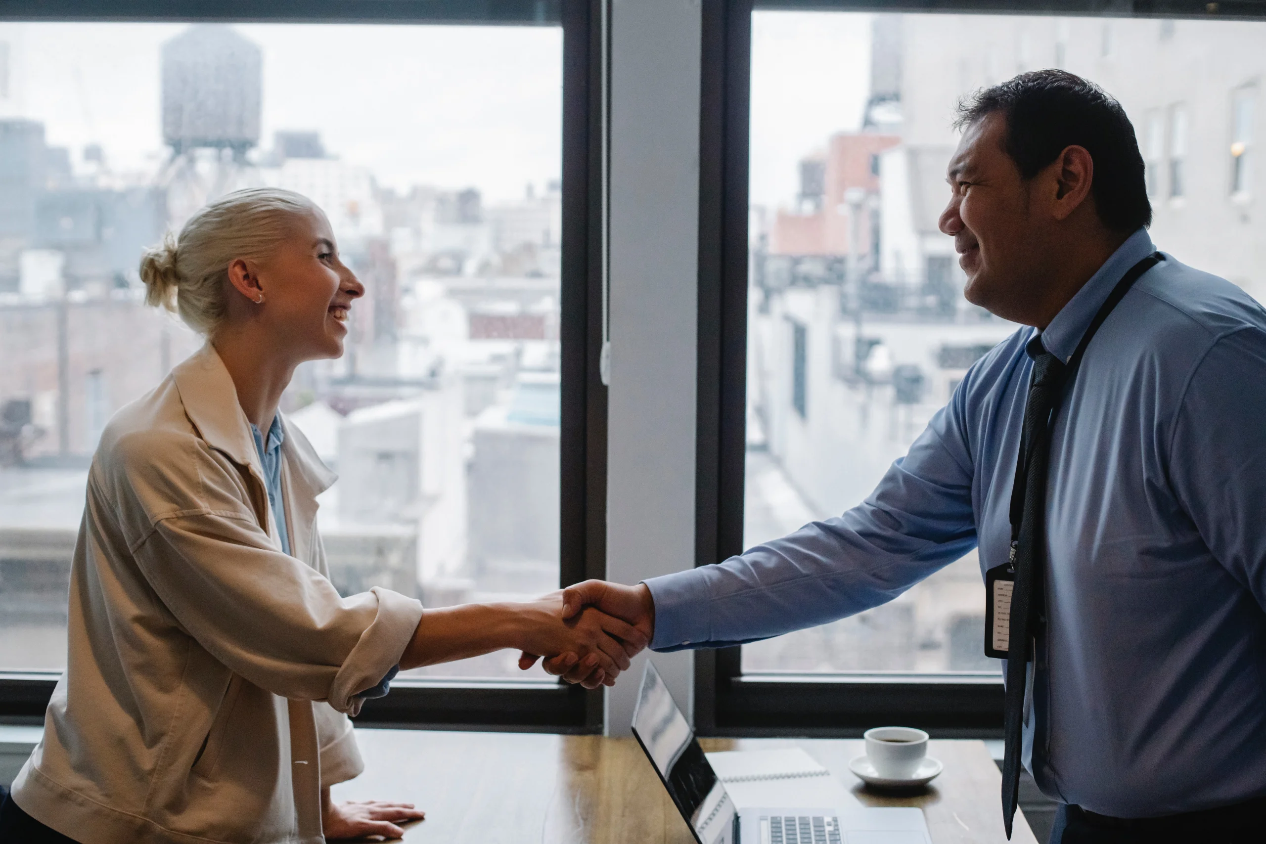 Colleagues shaking hands