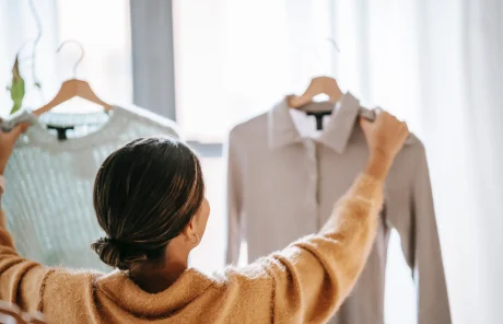 Woman trying clothes