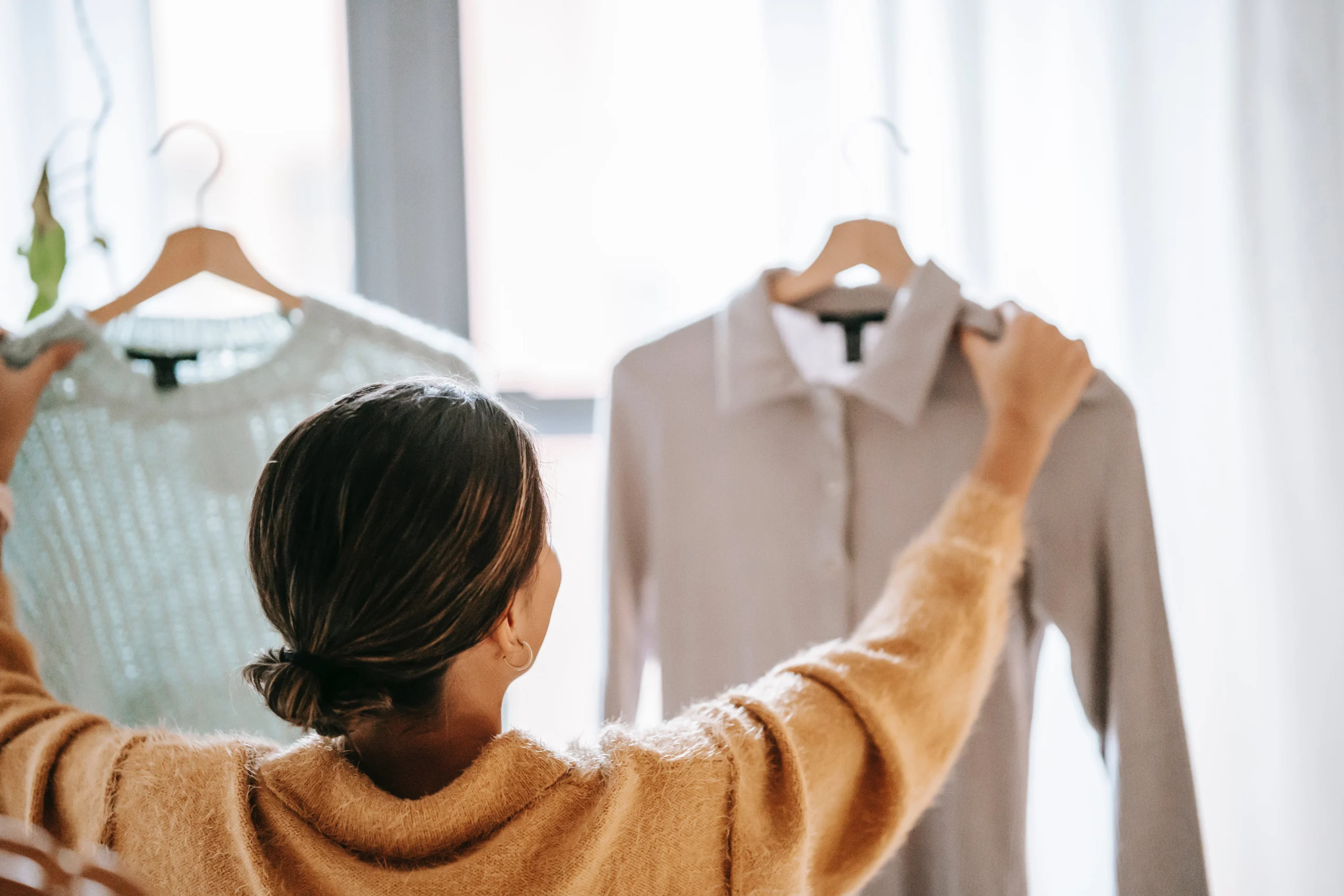 Woman trying clothes